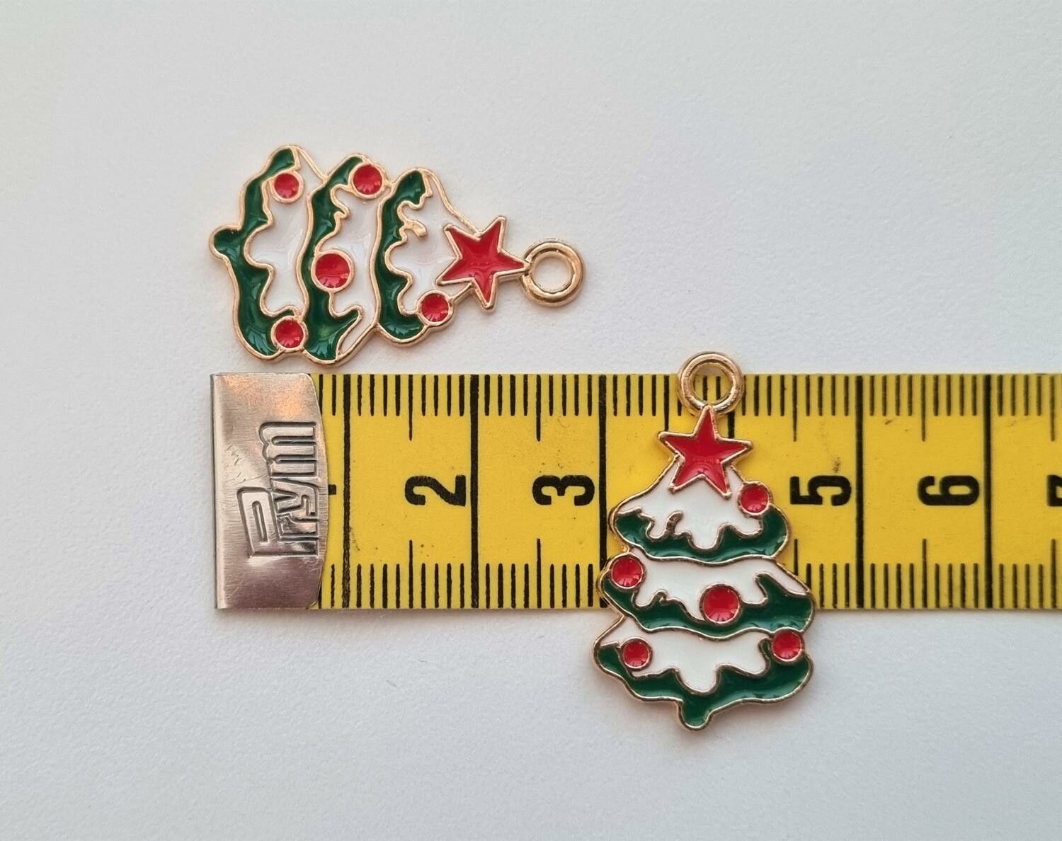 2 st Julgransberlock, julgranar, berlocker / charms för smyckestillverkning