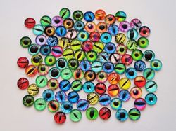 100 st drakögon kattögon i glas, glasinfattningar, miniatyrer (8 mm)