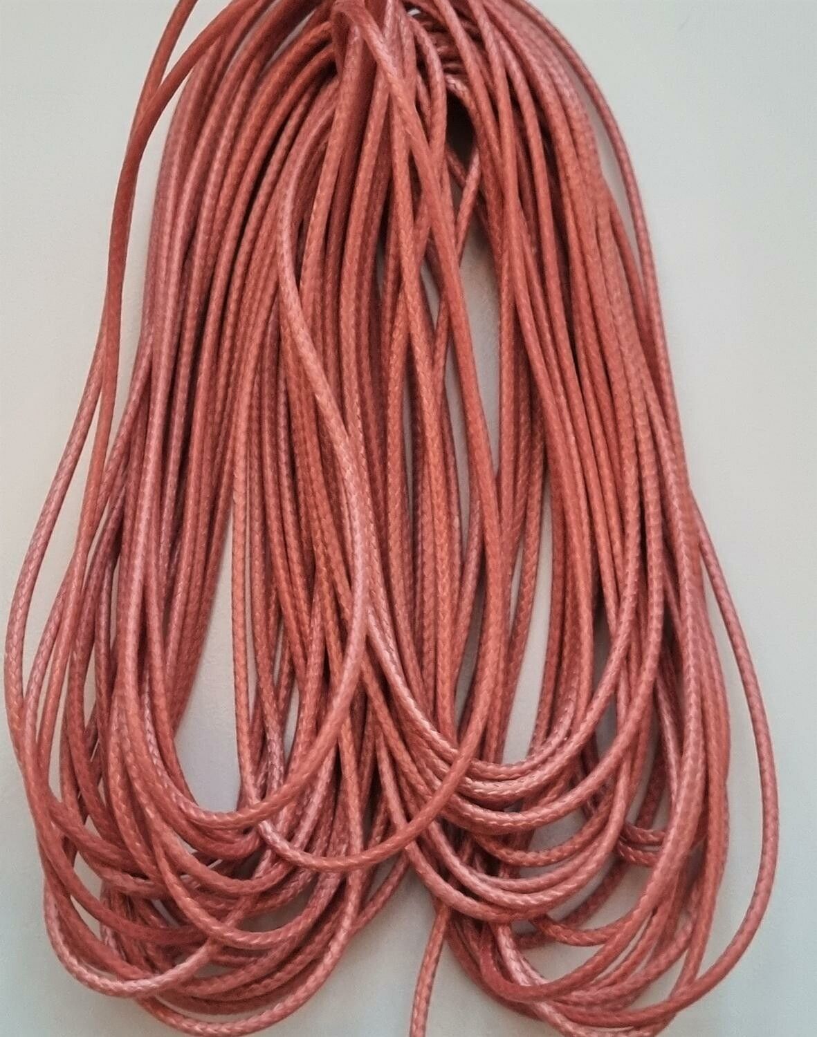 9 meter vaxat bomullssnöre (Rosa / laxrosa)