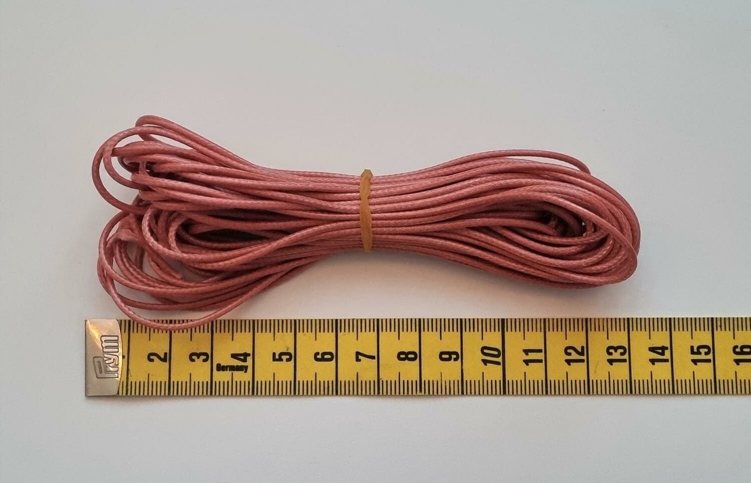 9 meter vaxat bomullssnöre (Rosa / laxrosa)