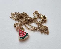 Halsband med en melonbit, melon (45 cm lång kedja)