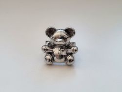 Silverfärgad ring - Nalle / nallebjörn (17,6 mm innermått, vikt 10,5 gram)