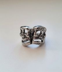 Silverfärgad ring - Komedi och tragedi (17,7 mm innermått, vikt 7 gram)