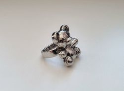 Silverfärgad ring - Nalle / nallebjörn (17,6 mm innermått, vikt 10,5 gram)