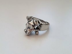 Silverfärgad ring - Groda / padda (18,1 mm innermått, vikt 7 gram)
