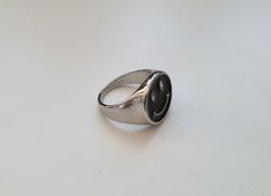 Silverfärgad ring - Smiley, smileyface (18,4 mm innermått, vikt 7 gram)