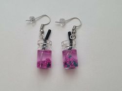 Örhängen, Miniatyr glasflaska / drink med fyllning (variant 16)