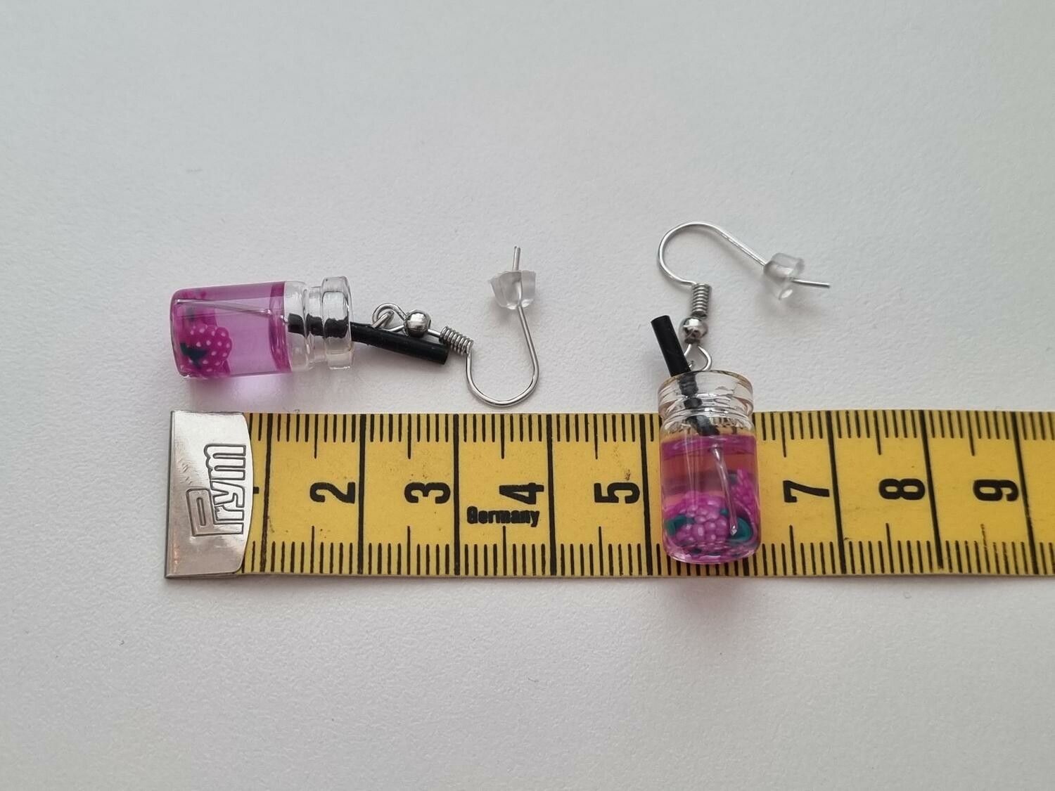 Örhängen, Miniatyr glasflaska / drink med fyllning (variant 16)