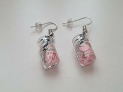 Örhängen, Miniatyr glasflaska / drink med fyllning (variant 15)