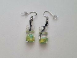 Örhängen, Miniatyr glasflaska / drink med fyllning (variant 13)