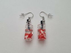 Örhängen, Miniatyr glasflaska / drink med fyllning (variant 12)
