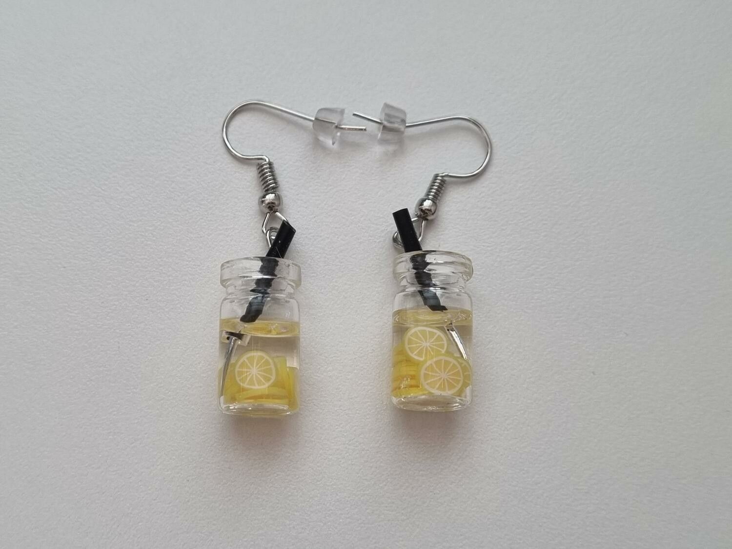Örhängen, Miniatyr glasflaska / drink med fyllning (variant 11)