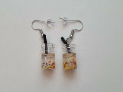 Örhängen, Miniatyr glasflaska / drink med fyllning (variant 8)
