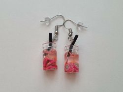 Örhängen, Miniatyr glasflaska / drink med fyllning (variant 9)