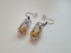 Örhängen, Miniatyr glasflaska / drink med fyllning (variant 8)