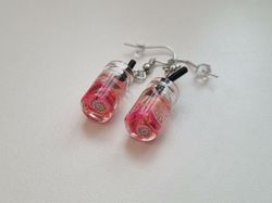 Örhängen, Miniatyr glasflaska / drink med fyllning (variant 9)