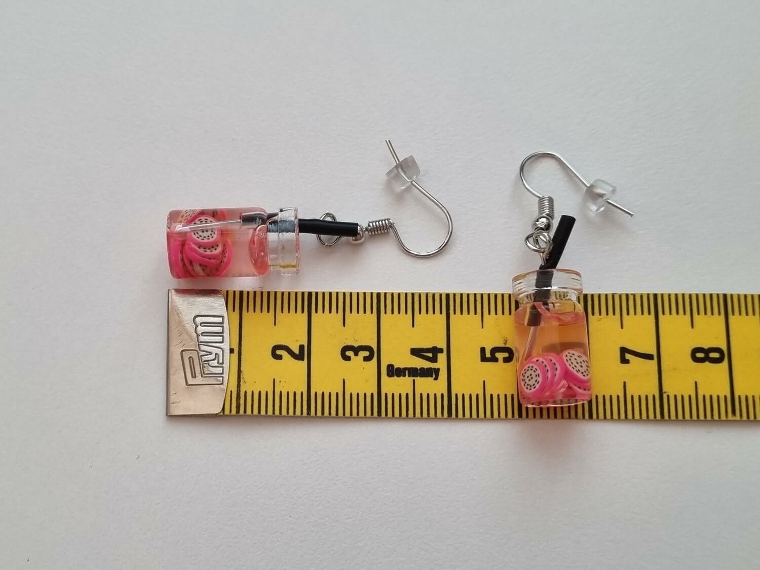 Örhängen, Miniatyr glasflaska / drink med fyllning (variant 9)