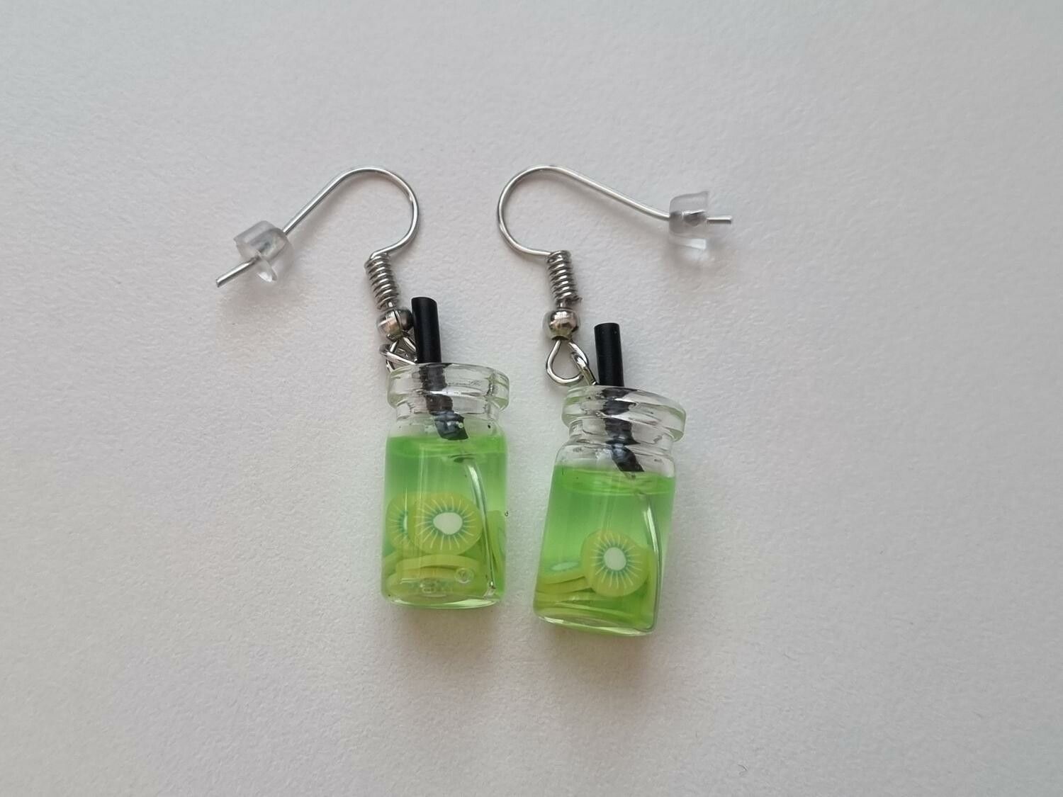 Örhängen, Miniatyr glasflaska / drink med fyllning (variant 7)