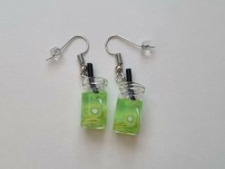 Örhängen, Miniatyr glasflaska / drink med fyllning (variant 7)
