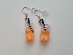 Örhängen, Miniatyr glasflaska / drink med fyllning (variant 5)