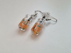 Örhängen, Miniatyr glasflaska / drink med fyllning (variant 6)
