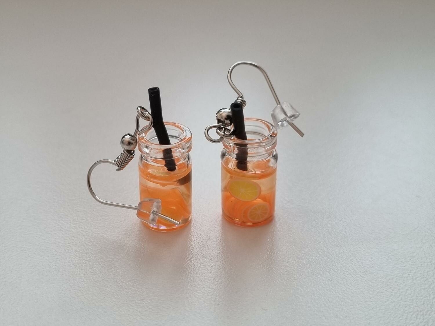 Örhängen, Miniatyr glasflaska / drink med fyllning (variant 5)