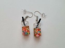 Örhängen, Miniatyr glasflaska / drink med fyllning (variant 4)