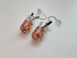 Örhängen, Miniatyr glasflaska / drink med fyllning (variant 4)