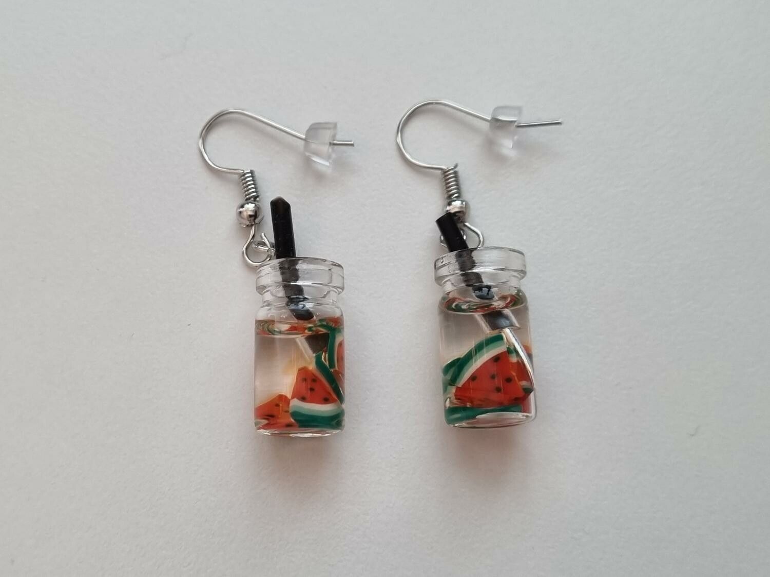 Örhängen, Miniatyr glasflaska / drink med fyllning (variant 3)