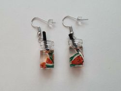 Örhängen, Miniatyr glasflaska / drink med fyllning (variant 3)