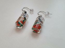 Örhängen, Miniatyr glasflaska / drink med fyllning (variant 3)