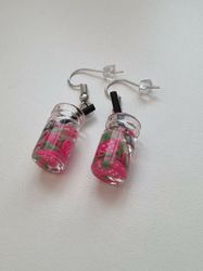 Örhängen, Miniatyr glasflaska / drink med fyllning (variant 2)
