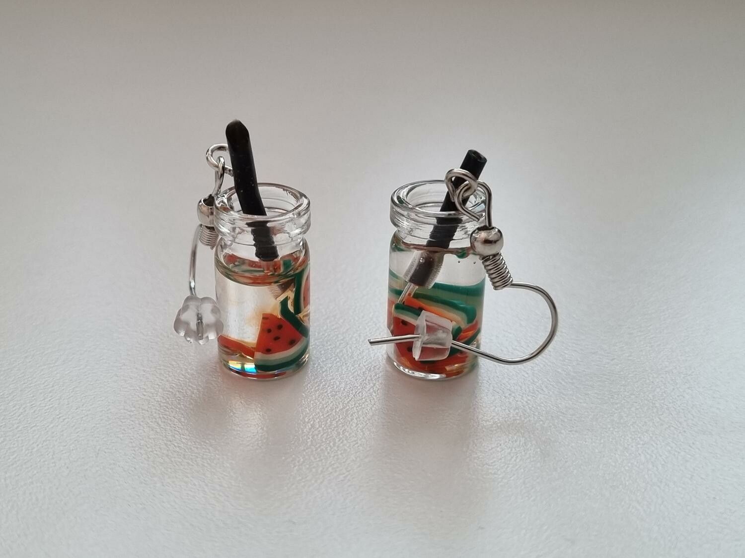 Örhängen, Miniatyr glasflaska / drink med fyllning (variant 3)