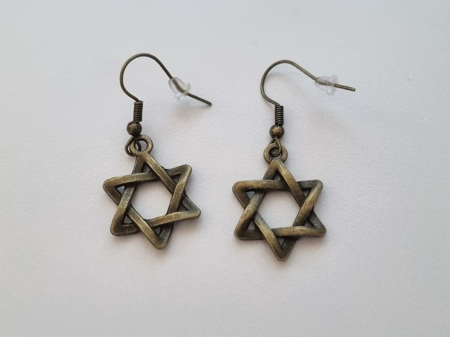 Örhängen Davidstjärna, Star of David - bronsfärgade