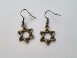 Örhängen Davidstjärna, Star of David - bronsfärgade