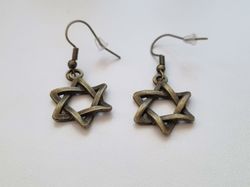 Örhängen Davidstjärna, Star of David - bronsfärgade