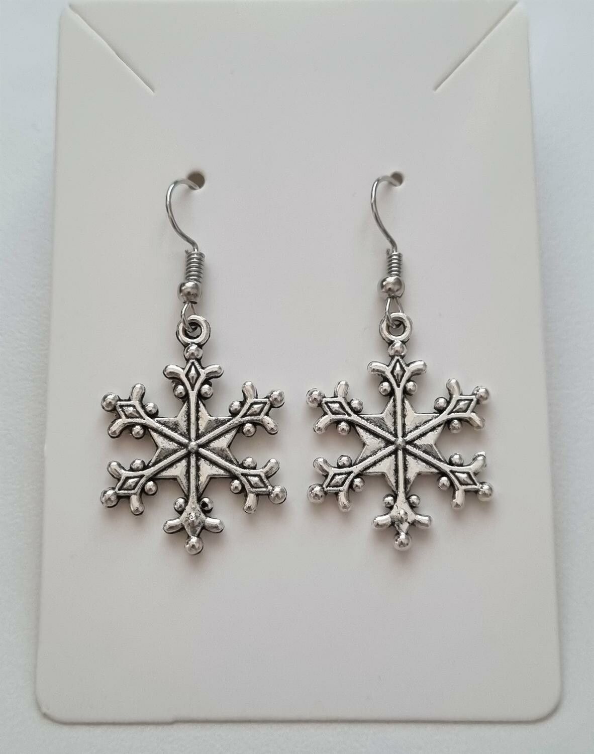 Örhängen Snöflingor, antiksilverfärgade