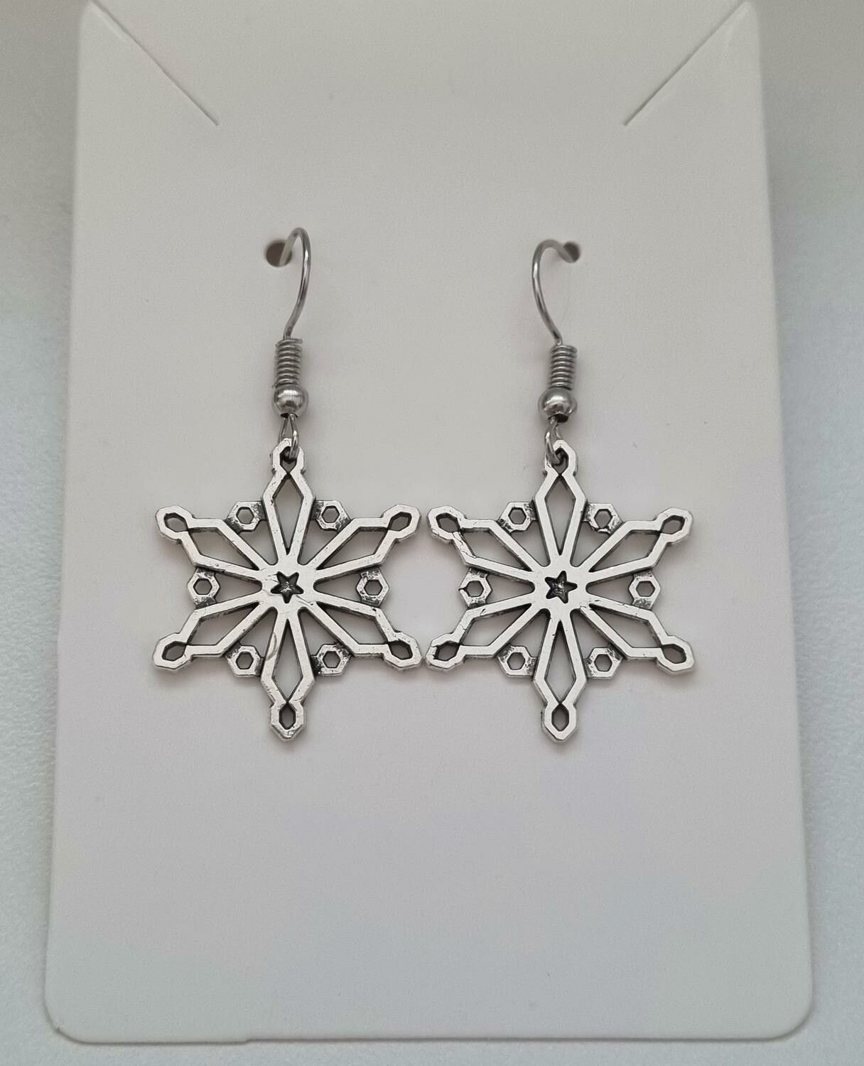 Örhängen Snöflingor, antiksilverfärgade