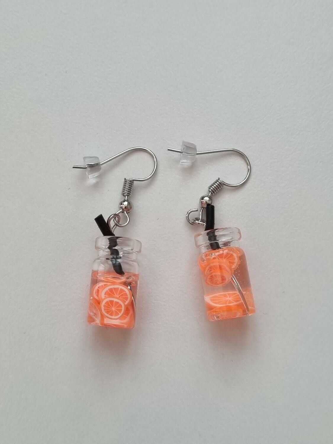 Örhängen, Miniatyr glasflaska / drink med fyllning (variant 1)