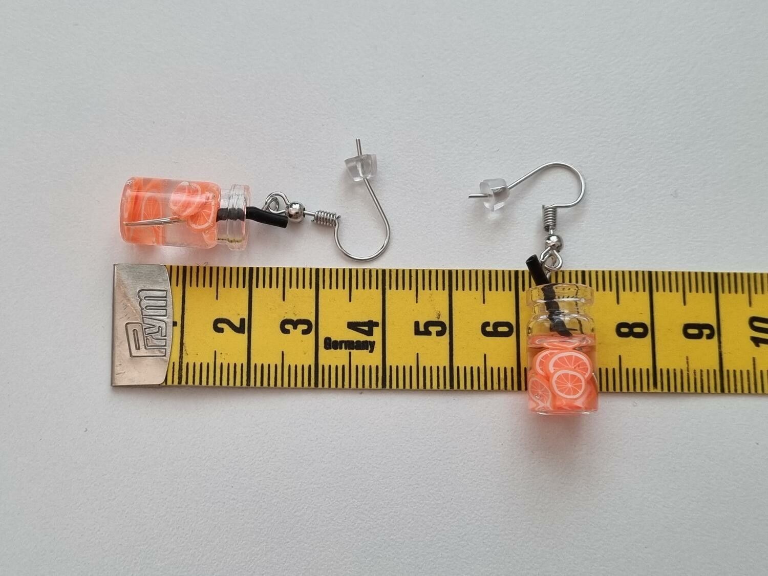 Örhängen, Miniatyr glasflaska / drink med fyllning (variant 1)