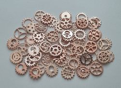 50 st kugghjul i steampunk, kuggar, gears minikugghjul (roseguld)