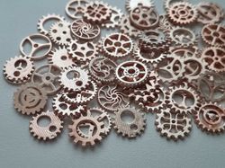 50 st kugghjul i steampunk, kuggar, gears minikugghjul (roseguld)
