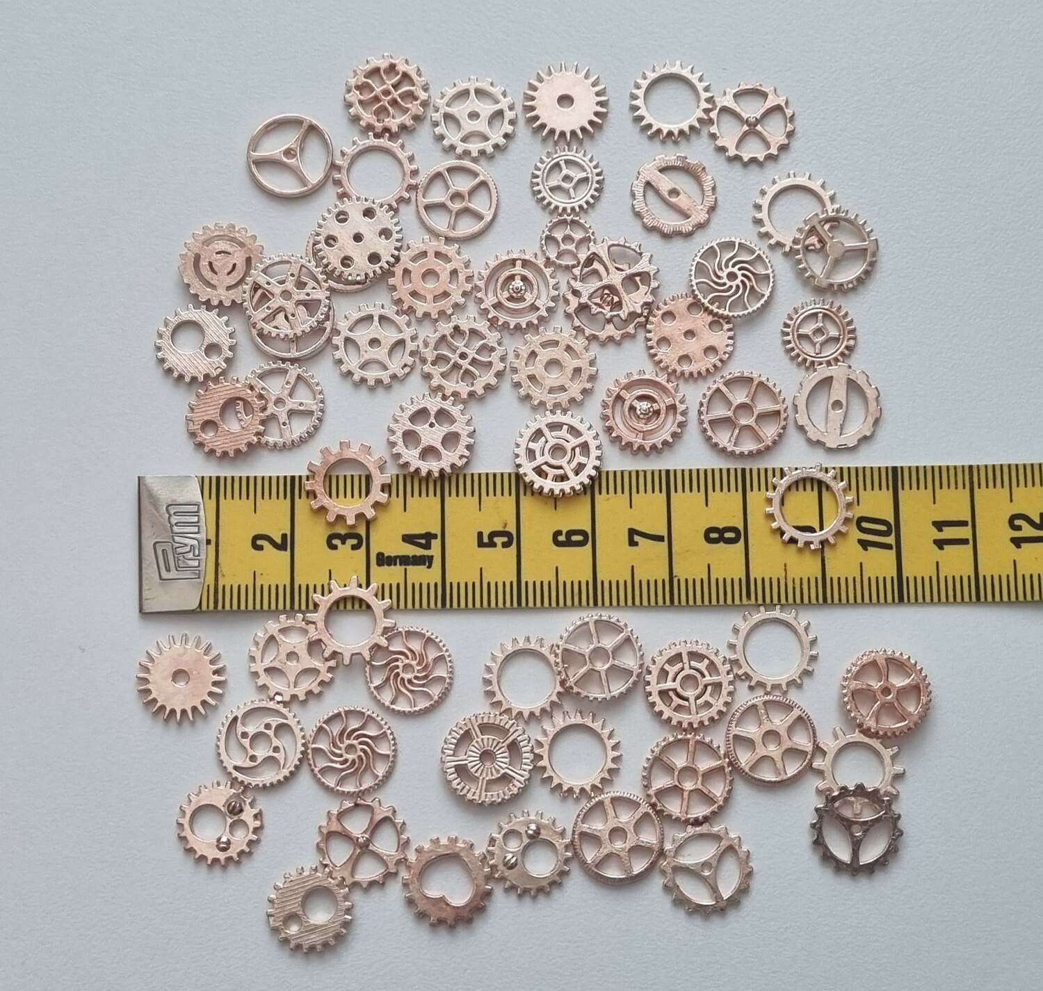 50 st kugghjul i steampunk, kuggar, gears minikugghjul (roseguld)