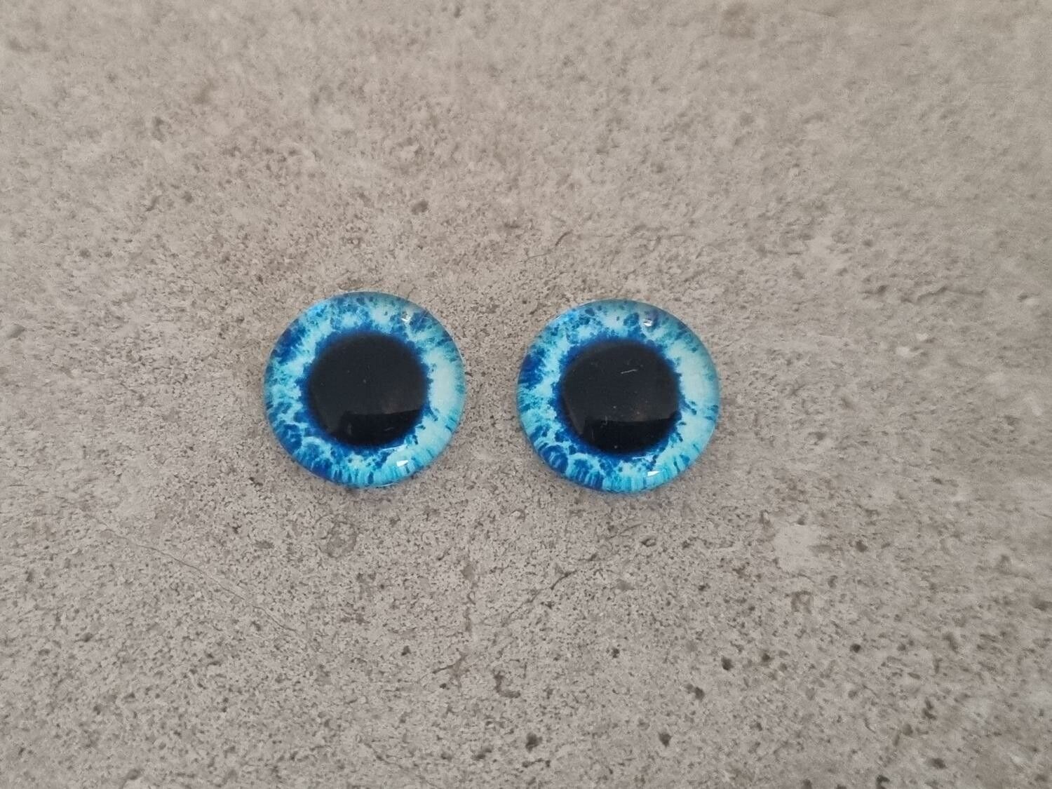 2 st drakögon kattögon i glas, glasinfattningar, cabochoner (12 mm)