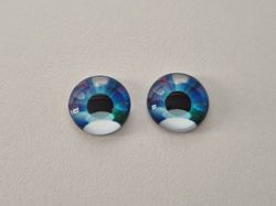 2 st drakögon kattögon i glas, glasinfattningar, cabochoner (12 mm)