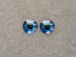 2 st drakögon kattögon i glas, glasinfattningar, cabochoner (12 mm)