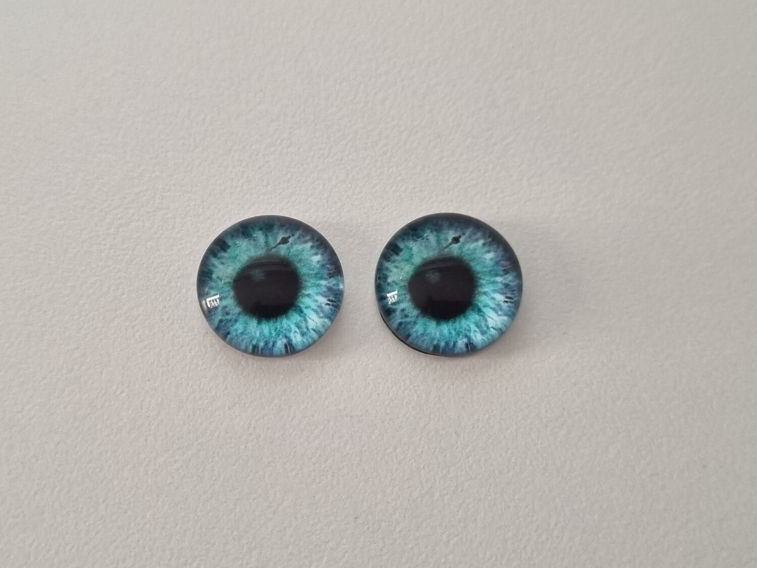 2 st drakögon kattögon i glas, glasinfattningar, cabochoner (12 mm)