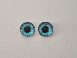 2 st drakögon kattögon i glas, glasinfattningar, cabochoner (12 mm)
