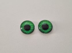 2 st drakögon kattögon i glas, glasinfattningar, cabochoner (12 mm)