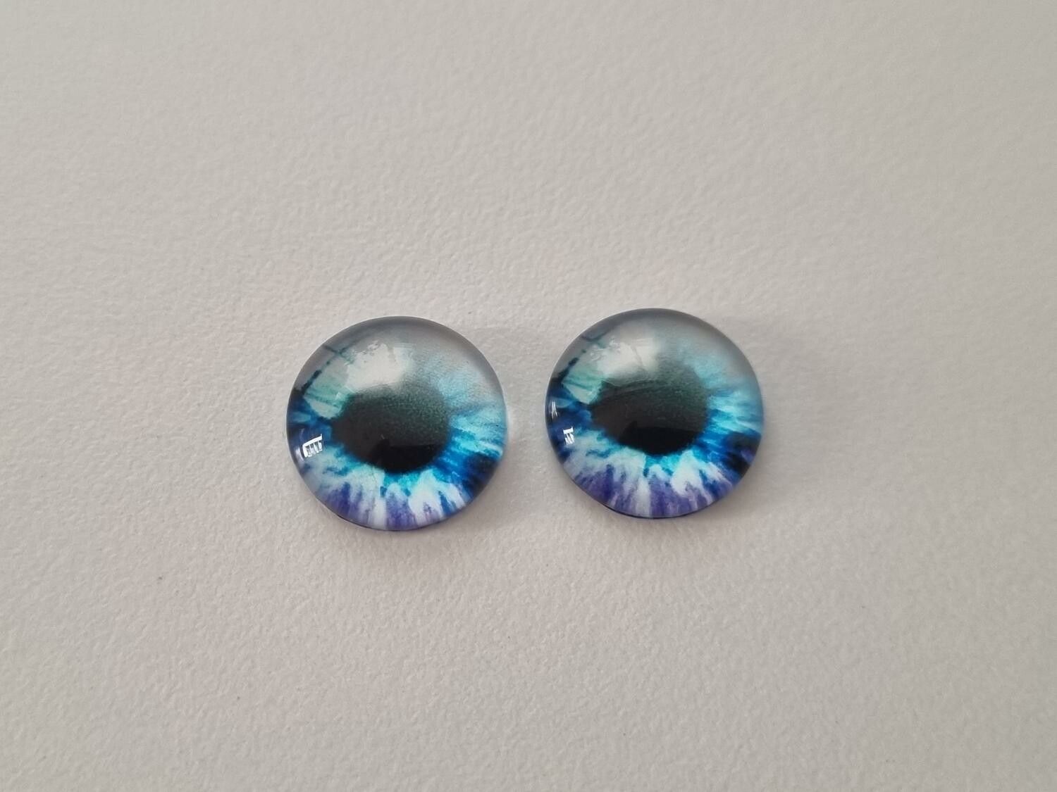 2 st drakögon kattögon i glas, glasinfattningar, cabochoner (12 mm)